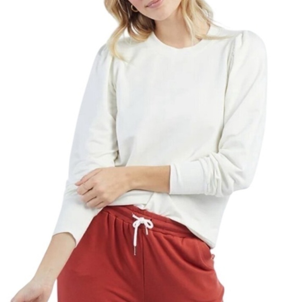 NWT Summersalt The Puff Sleeve Tencel Cream Ivory Top Sweatershirt Small‎